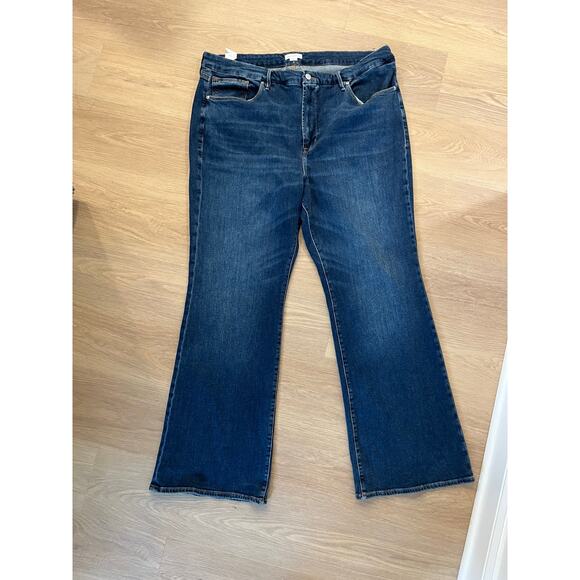 NEW GOOD AMERICAN Good Legs Flare Jeans in Denim Dark Size 24 - Picture 1 of 6